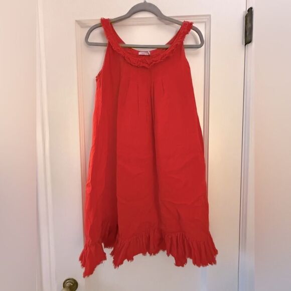 Calypso Christiane Celle red linen sleeveless flowy dress with ruffle detail S - Picture 1 of 9